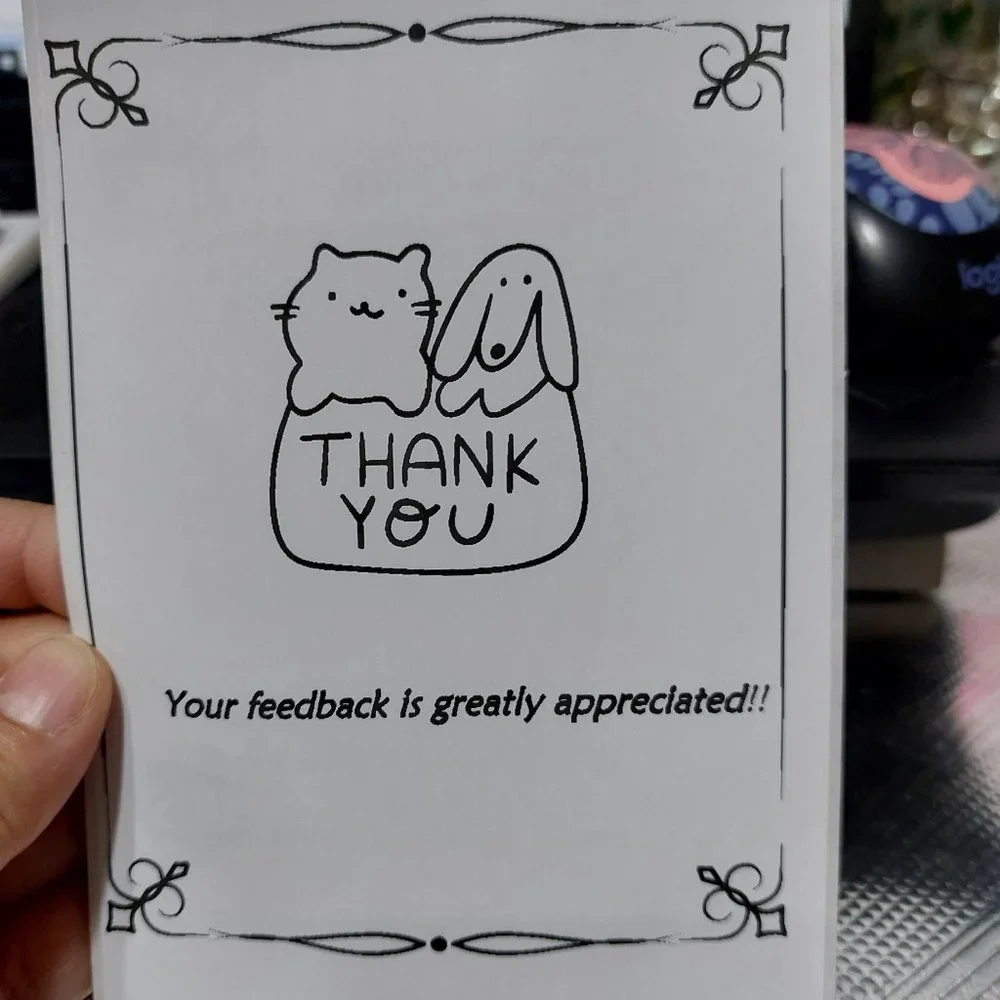 Black White Thermal Label Thank You Labels With DIY Cute Image Touch Ups Sticker